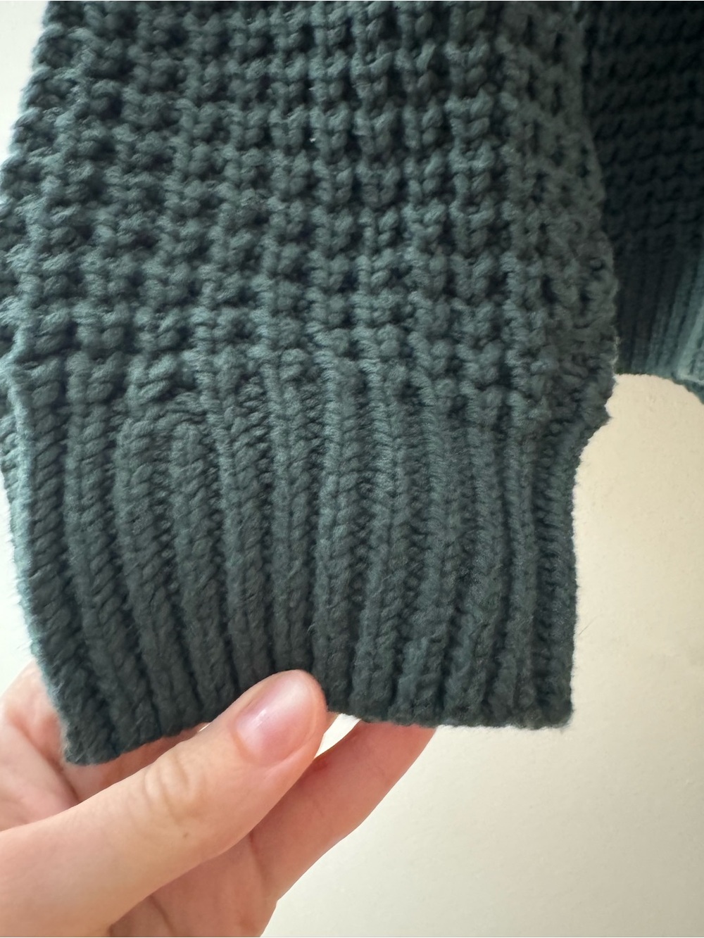 Abercrombie & Fitch Forest Green Waffle Knit Crewneck Sweater - Picture 6 of 7